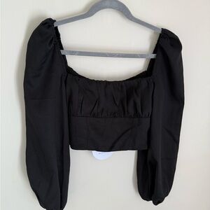 Black Puff Sleeve Top